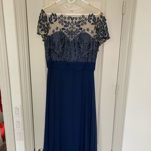JS Collections Navy Floor Length Gown